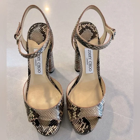 Jimmy Choo Peachy 125 / 38 Rosewood Mix Python Shoe - Picture 5 of 14